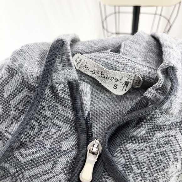 SMARTWOOL Gray Print Merino Wool Hoodie Sweater - Picture 4 of 5